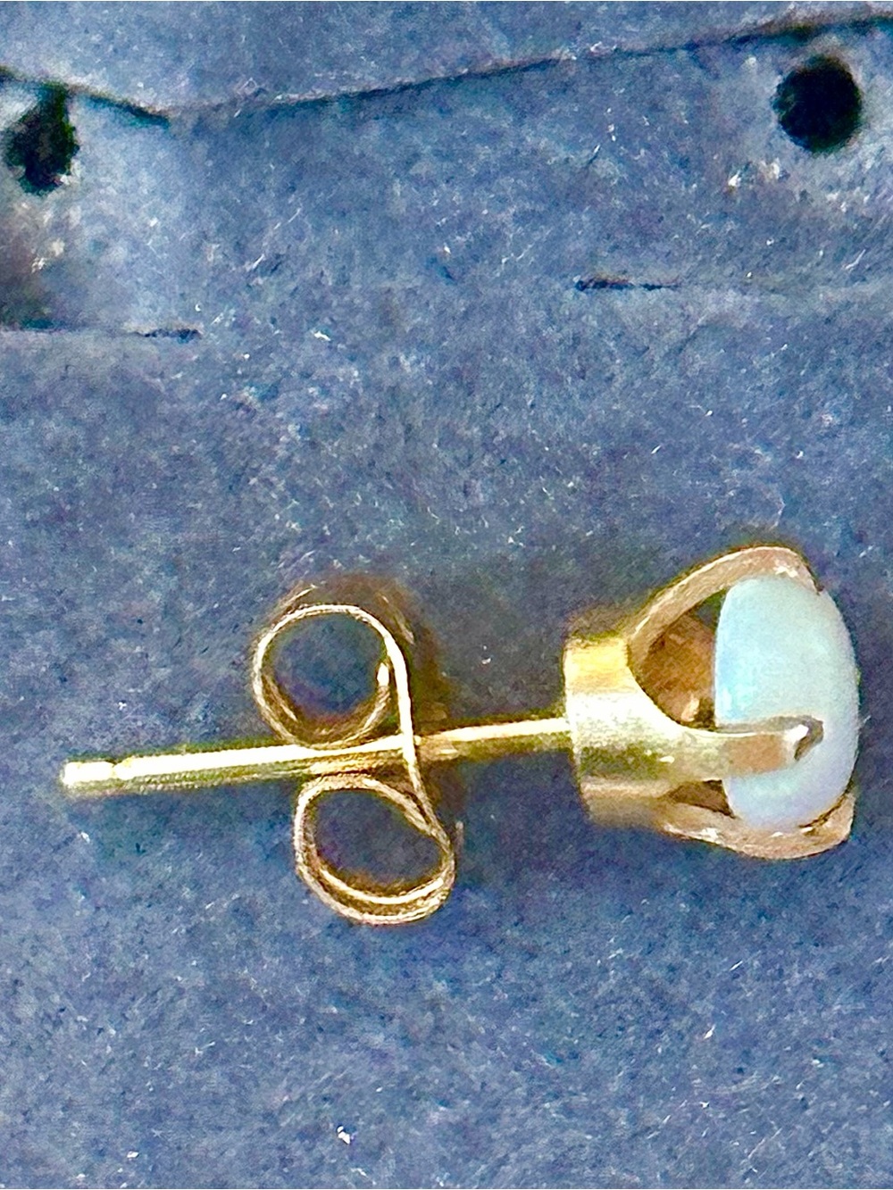 One/Single 14Kt Gold Opal Stud Earring- White Opal Stone (5mm)